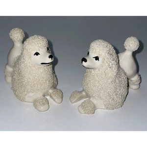 Set‎ Of 2 Vintage Porcelain Confetti Poodle Dog Figurine Minature White